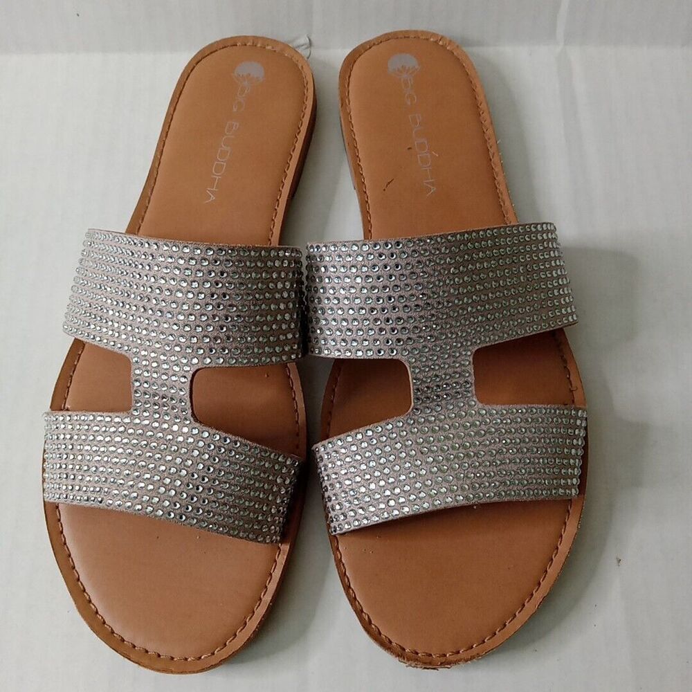 Big Buddha Womens Shoes Size 9 Sandals Silver metallic bead FLAW